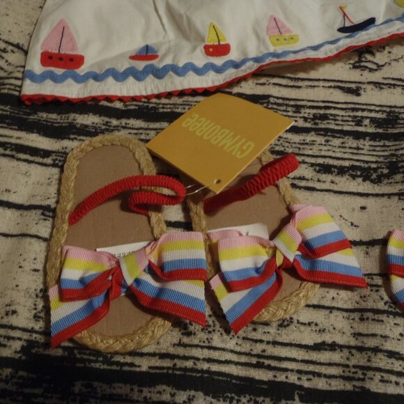 Gymboree Cote D'Azure 3-6 Month Top Capri Hat Shoes 02 Outfit NWT DEFECT - Picture 2 of 3